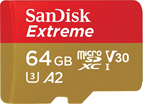 SanDisk Extreme microSDXC 64GB + SD Adapter + Rescue Pro Deluxe 160MB/s A2 C10 V30 UHS-I U3